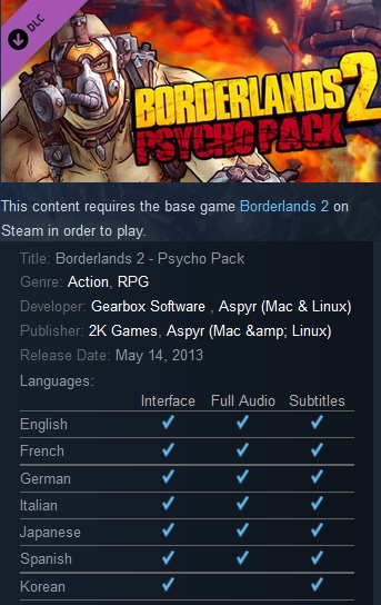 Borderlands 2 - Psycho Pack Steam - Click Image to Close